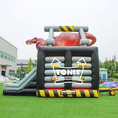 Jurassic Dinosaur T-Rex Inflatable Moonwalk Slide combo