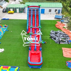 24FT Large tropical jungle double lane inflatable water slide