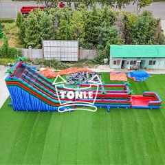 24FT Large tropical jungle double lane inflatable water slide