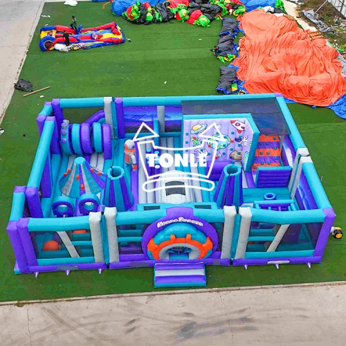 Commercial space-themed kids adult inflatable play park