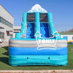 Tobogán acuático inflable iceberg azul comercial de 18 pies