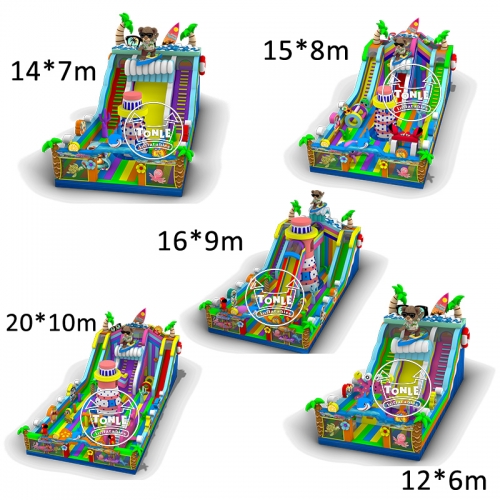 Fun playground with slides for kids and adults