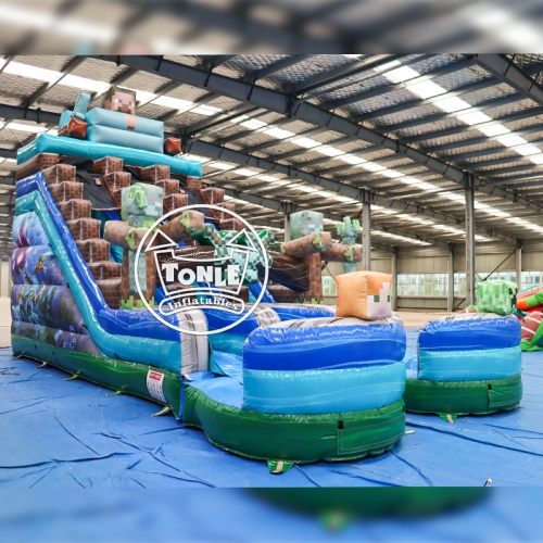 Minecraft Inflatable Double Track Water Slide high quality jumper