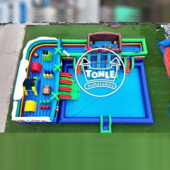 Parc aquatique gonflable de qualité commerciale en forme de bateau pirate à vendre