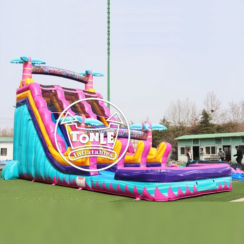 En venta: Tobogán acuático inflable de doble carril "Rippling Rush" (color verde azulado) de 18 pies — Directo de fábrica en China