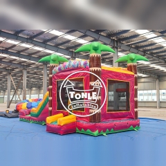 Toboggan aquatique gonflable combiné « Hibiscus d'Hawaï » – Magenta (4,5 m)