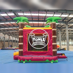 Toboggan aquatique gonflable combiné « Hibiscus d'Hawaï » – Magenta (4,5 m)