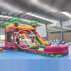 Toboggan aquatique gonflable combiné « Hibiscus d'Hawaï » – Magenta (4,5 m)