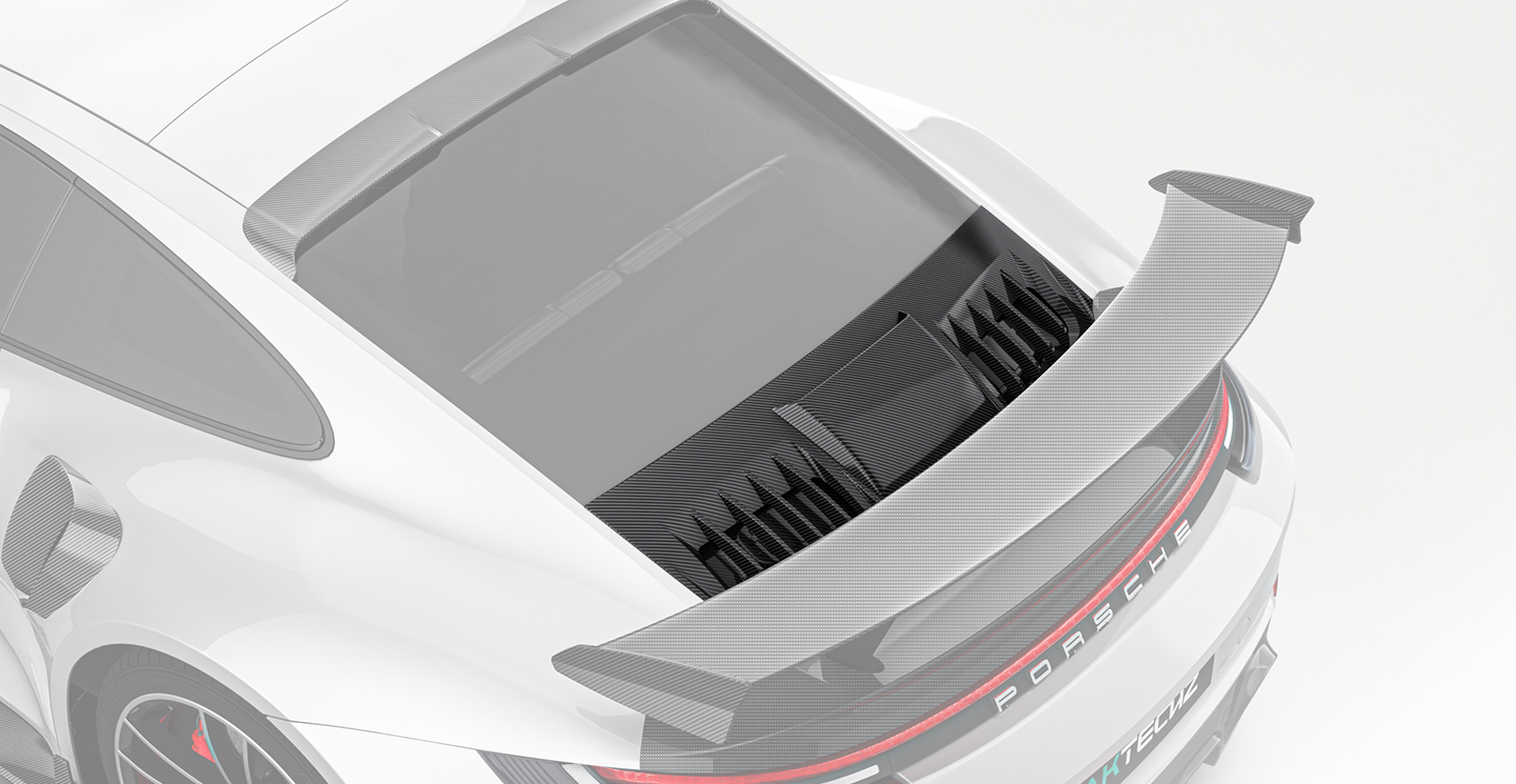 Porsche 992 Turbo S Paktechz Design Carbon Fiber Rear Engine Lid