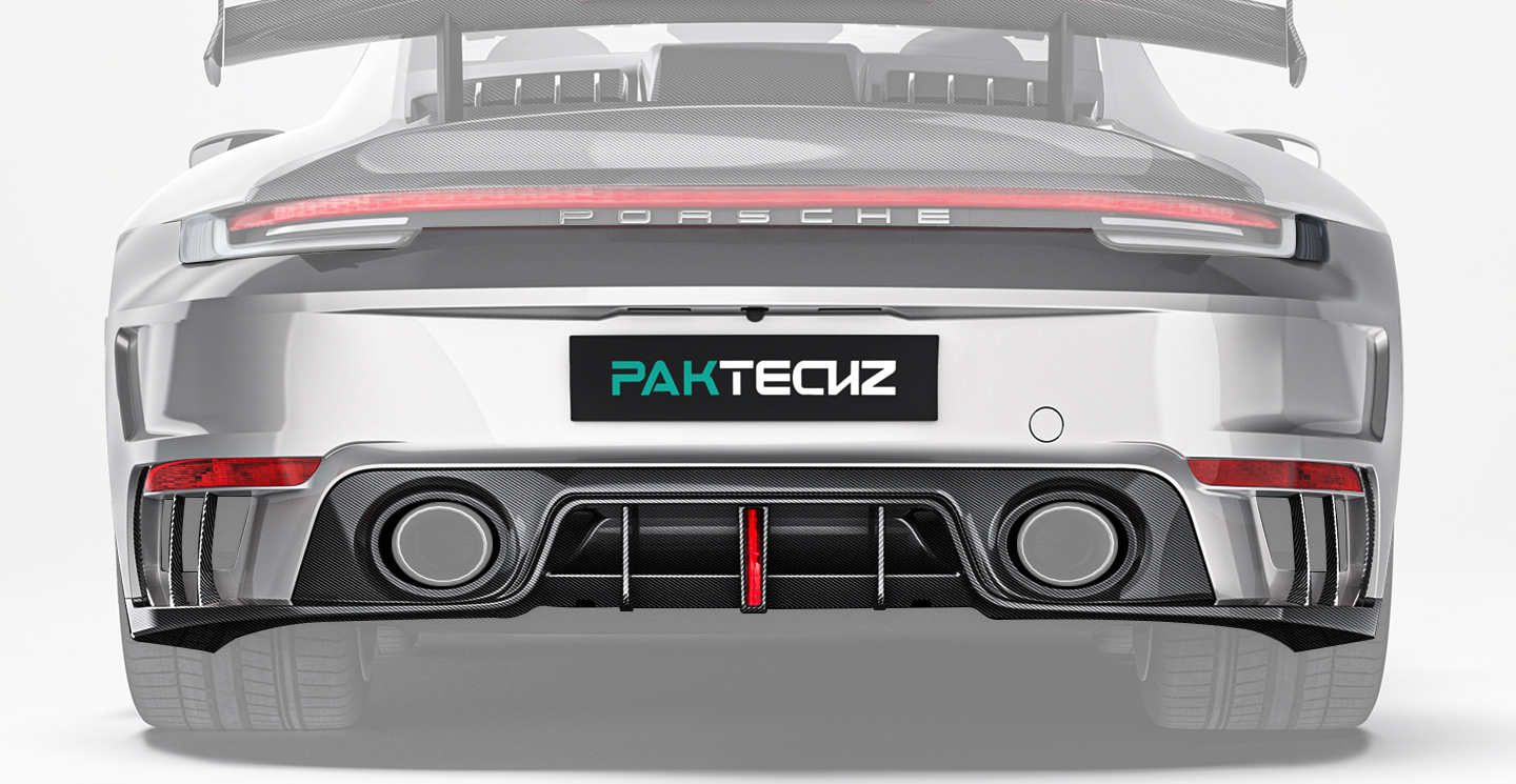 Porsche 992 Turbo S Paktechz Design Carbon Fiber Rear Bumper With Rear Diffuser