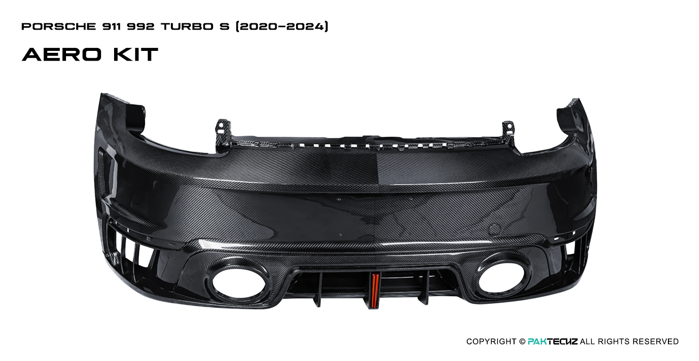 Porsche 992 Turbo S Paktechz Design Carbon Fiber Rear Bumper With Rear Diffuser