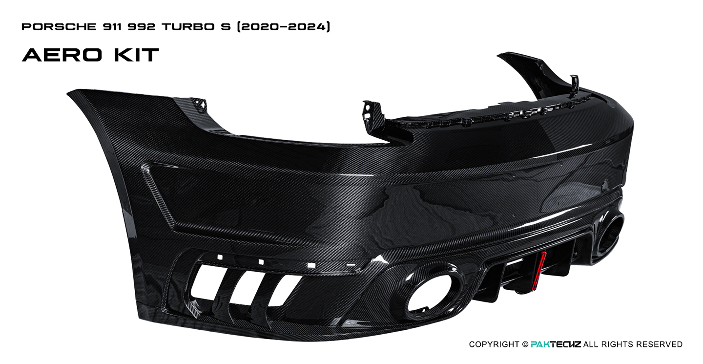 Porsche 992 Turbo S Paktechz Design Carbon Fiber Rear Bumper With Rear Diffuser