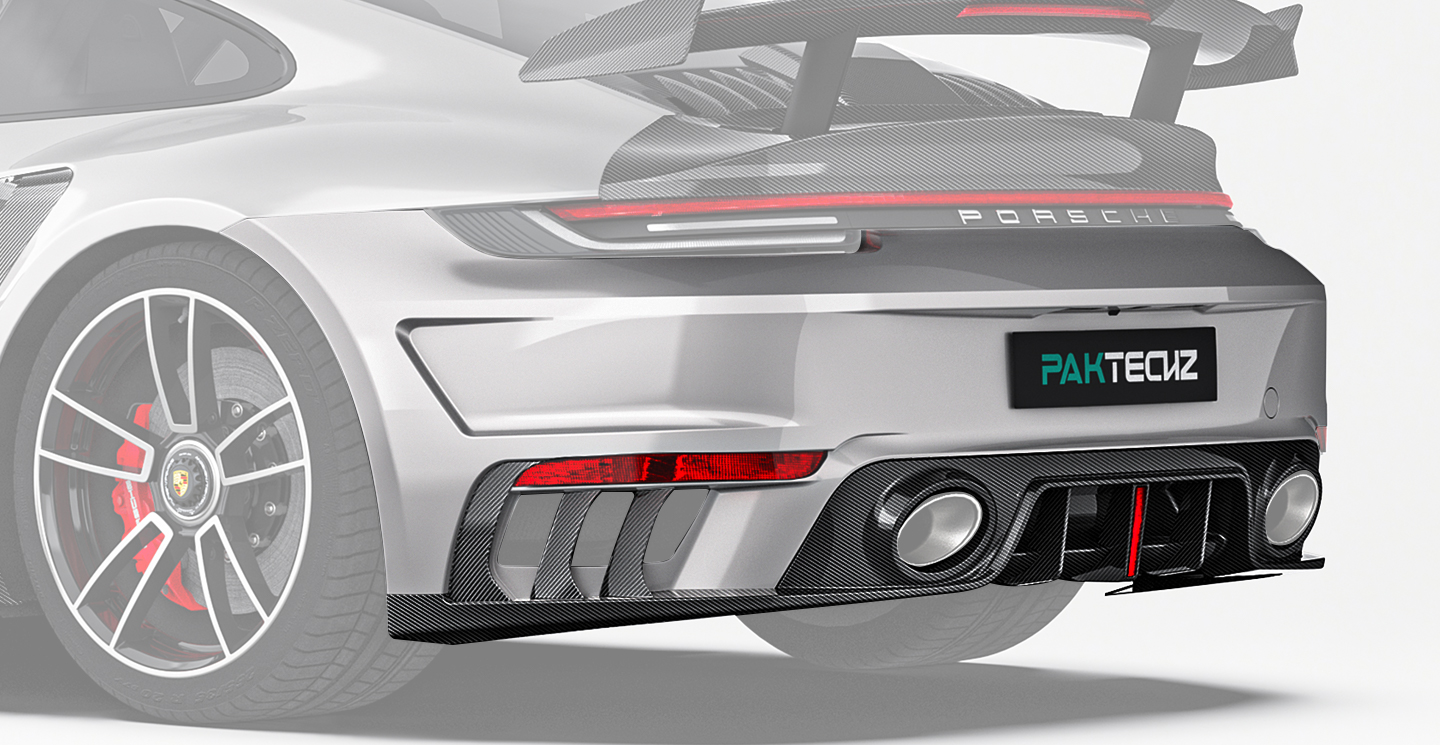 Porsche 992 Turbo S Paktechz Design Carbon Fiber Rear Bumper With Rear Diffuser