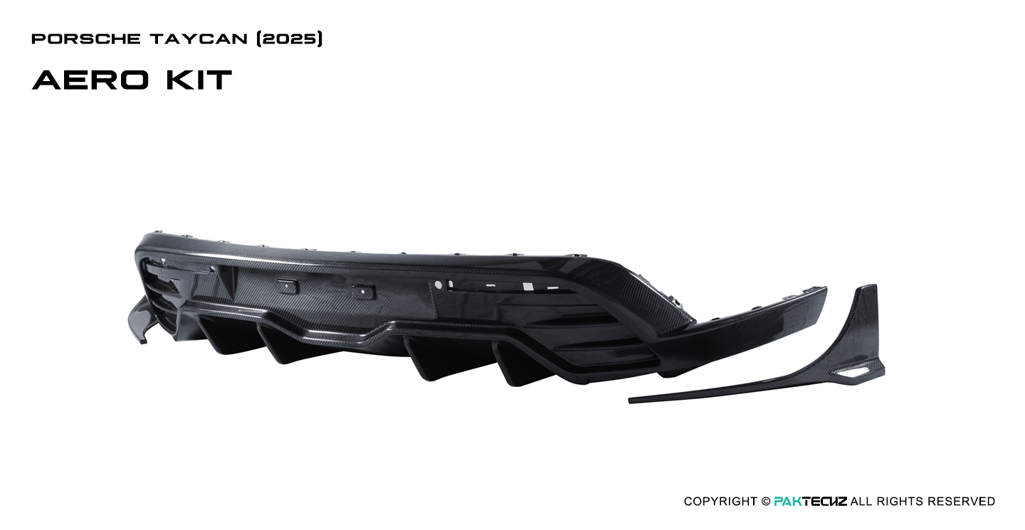 Porsche 2025 Taycan Paktechz Design Carbon Fiber Rear Diffuser