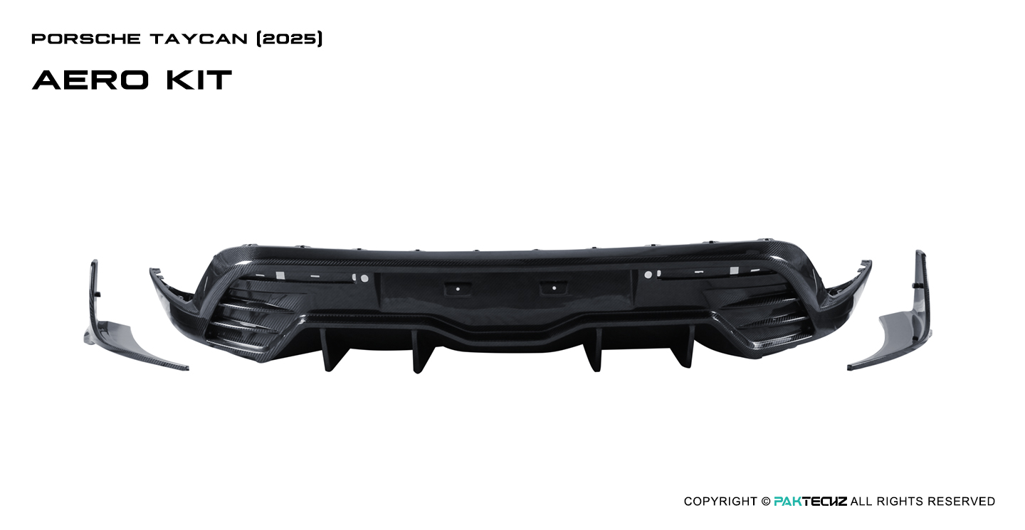 Porsche 2025 Taycan Paktechz Design Carbon Fiber Rear Diffuser