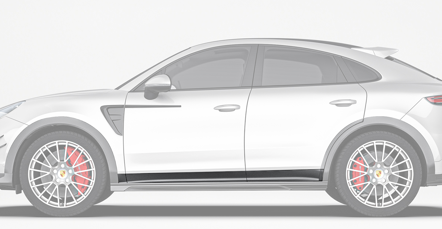Porsche Cayenne Paktechz Design Carbon Fiber Lower Door Molding