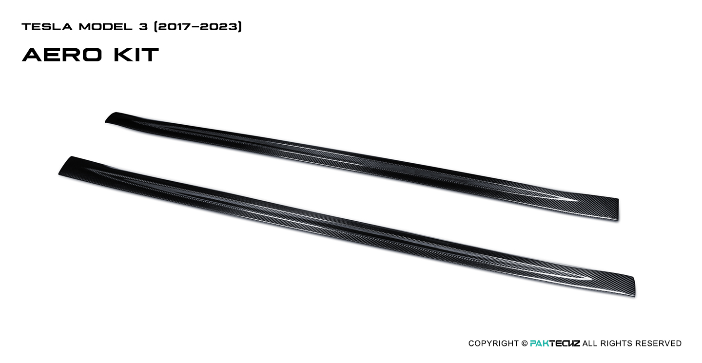 特斯拉 Model 3  Paktechz 款碳纤维侧裙