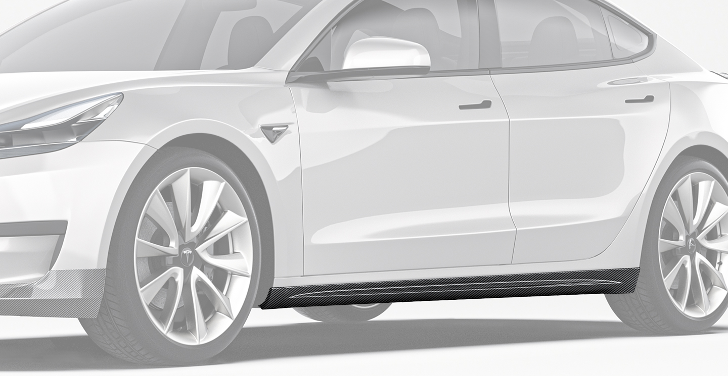 特斯拉 Model 3  Paktechz 款碳纤维侧裙