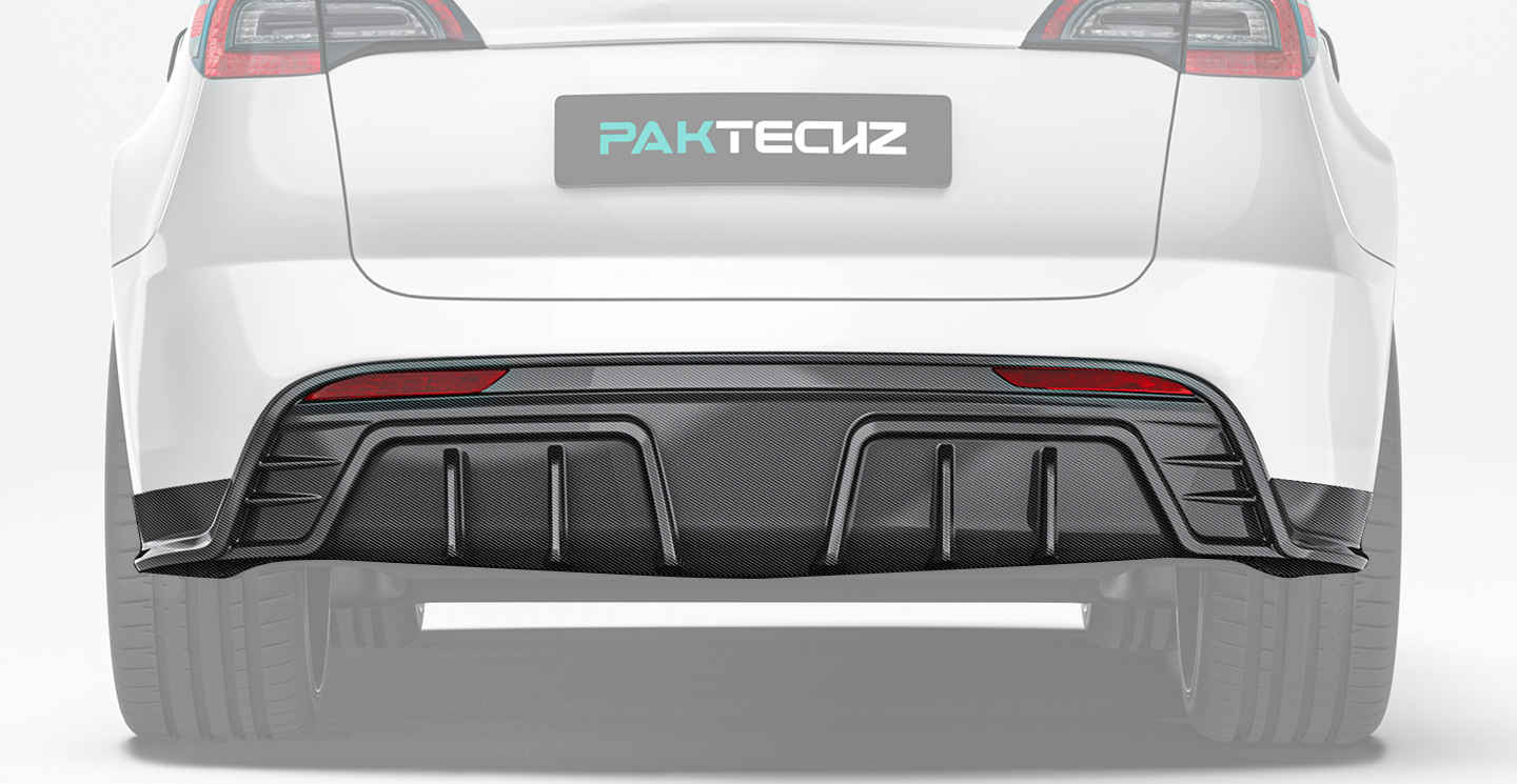 Tesla Model Y Paktechz Design Carbon Fiber Rear Diffuser