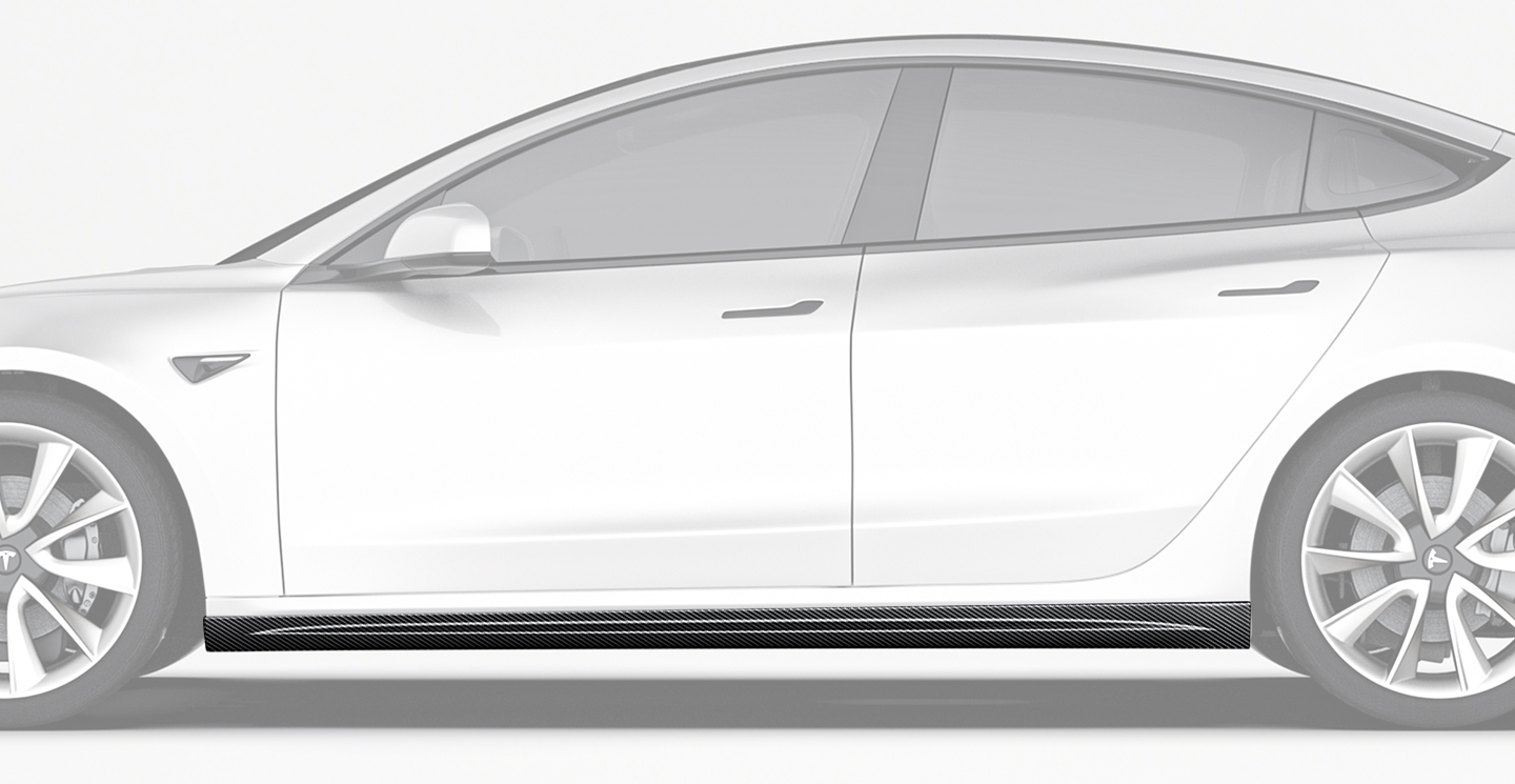 特斯拉 Model 3  Paktechz 款碳纤维侧裙