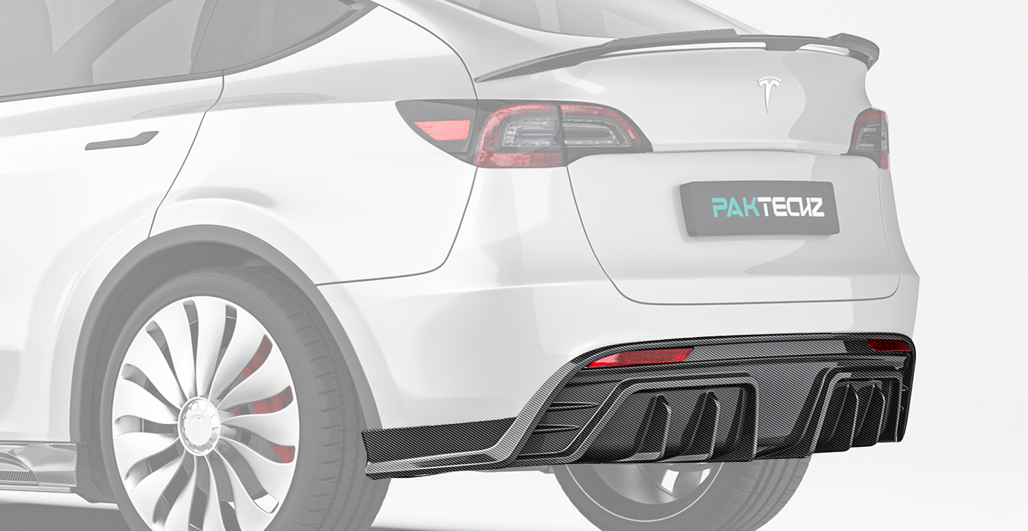 Tesla Model Y Paktechz Design Carbon Fiber Rear Diffuser