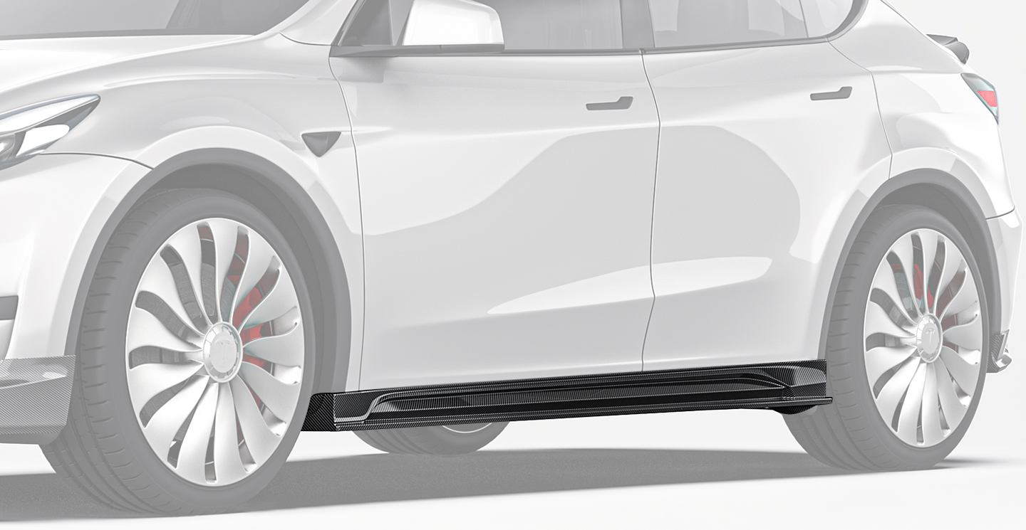 特斯拉 Model Y  Paktechz 款碳纤维侧裙