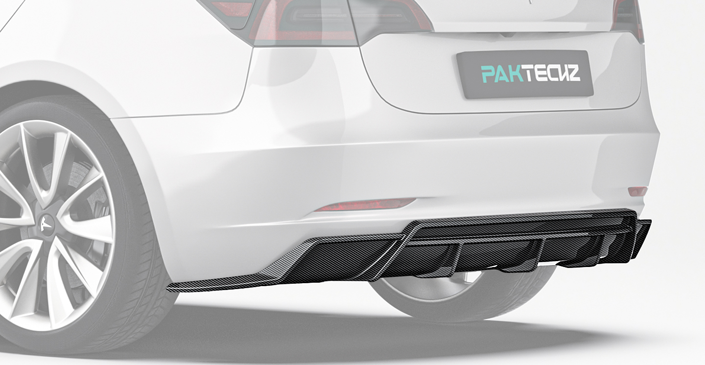 特斯拉 Model 3  Paktechz 款碳纤维后唇