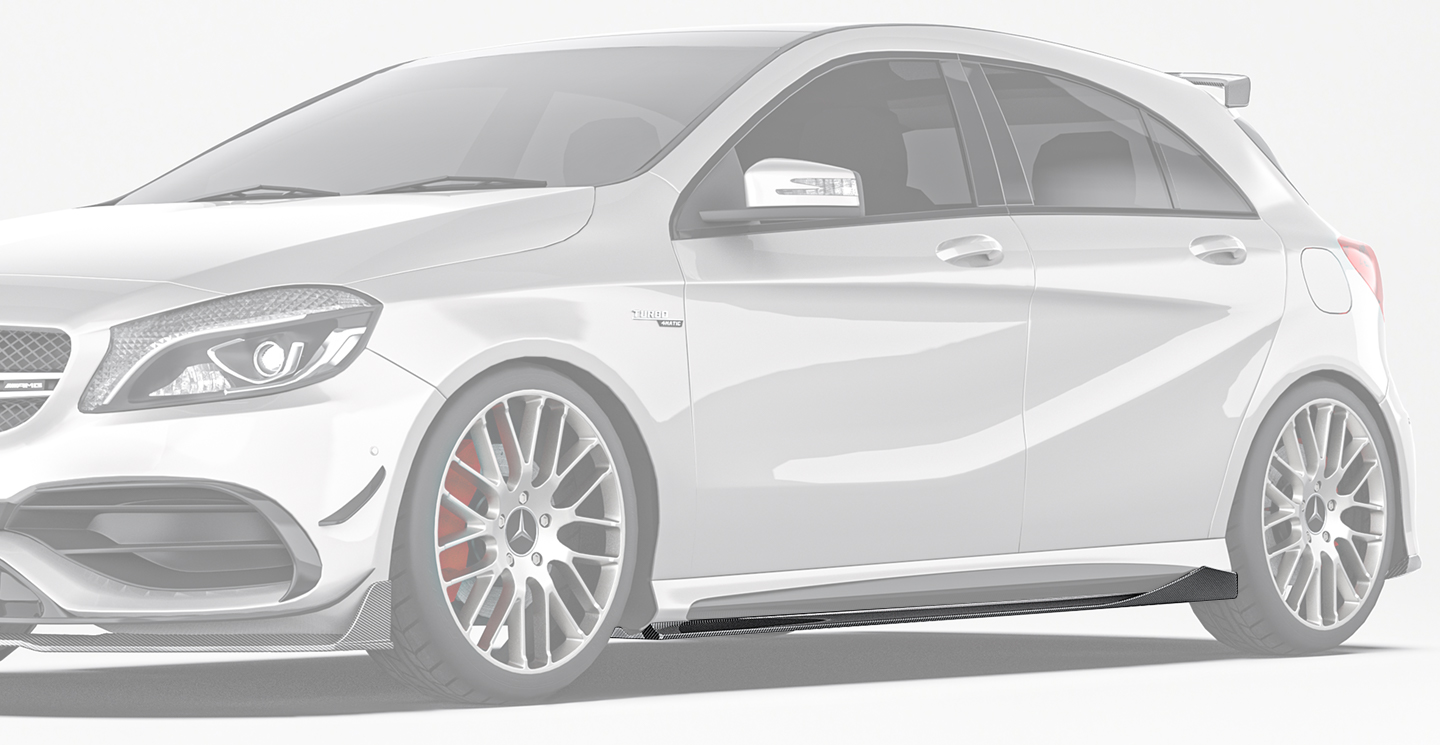 Mercedes Benz A-Class (W176) Paktechz Design Carbon Fiber Side Skirts