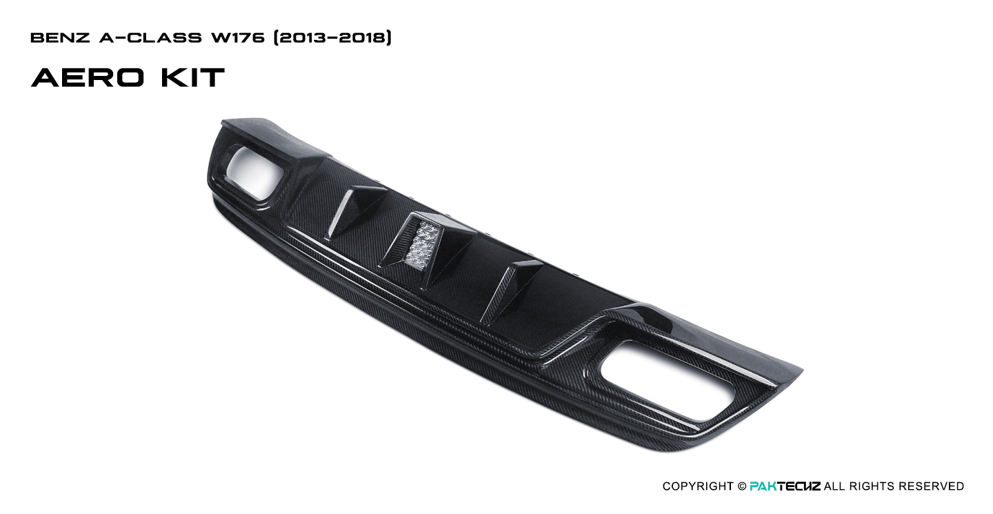 Mercedes Benz A-Class (W176) Paktechz Design Carbon Fiber Rear Diffuser