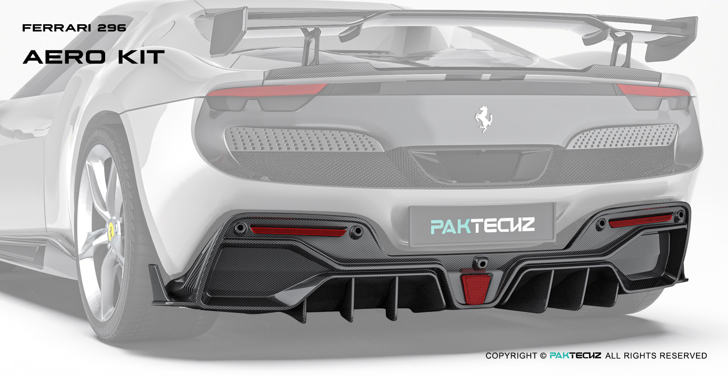 Ferrari 296 Paktechz Design Carbon Fiber Rear Diffuser