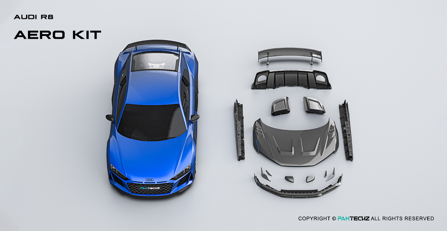 Audi R8 Paktechz Design Carbon Fiber Aerodynamics body kit