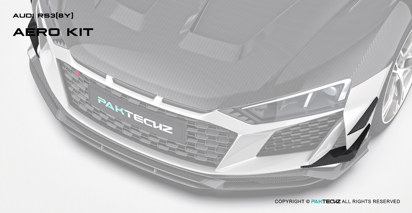 Audi RS3 8Y Paktechz Design Carbon Fiber Front Canard