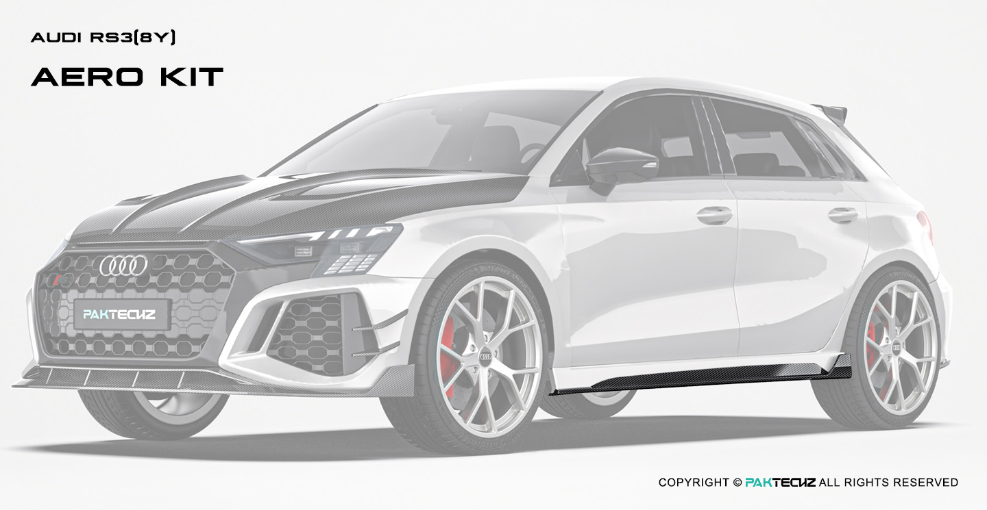 Audi RS3 8Y Paktechz Design Carbon Fiber Side Skirt Ver.2