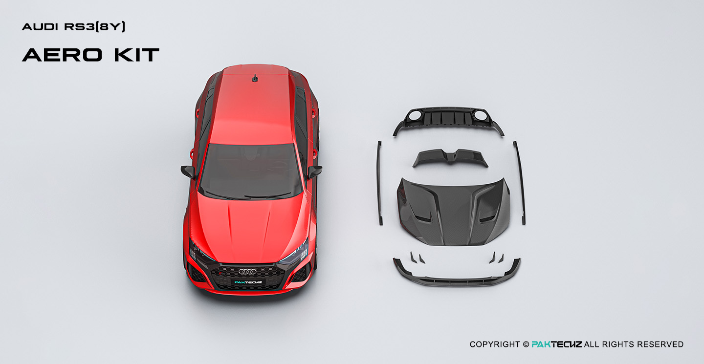 Audi RS3 8Y Paktechz Design Carbon Fiber Side Skirt Ver.1