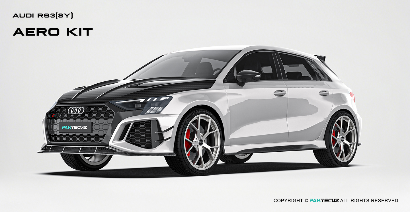 Audi RS3 8Y Paktechz Design Carbon Fiber Side Skirt Ver.1
