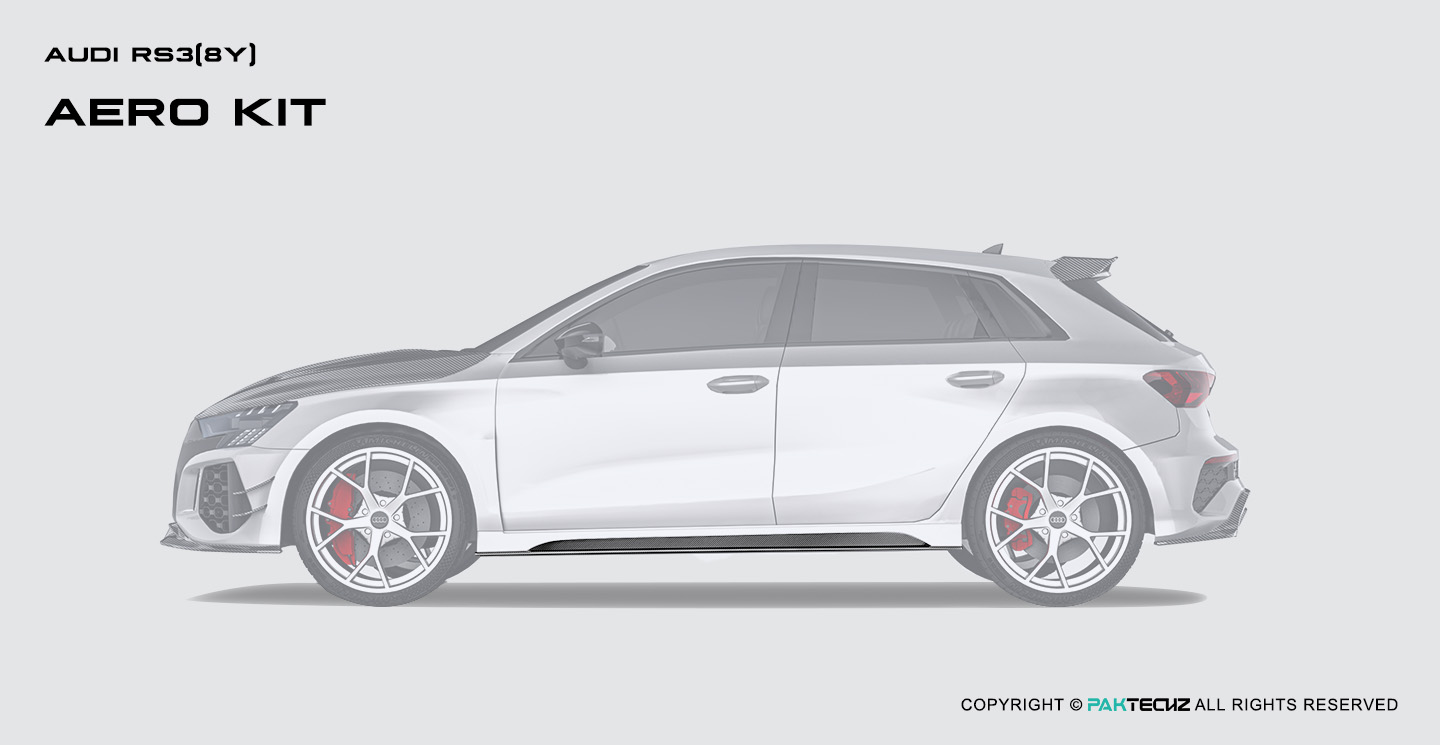 Audi RS3 8Y Paktechz Design Carbon Fiber Side Skirt Ver.1