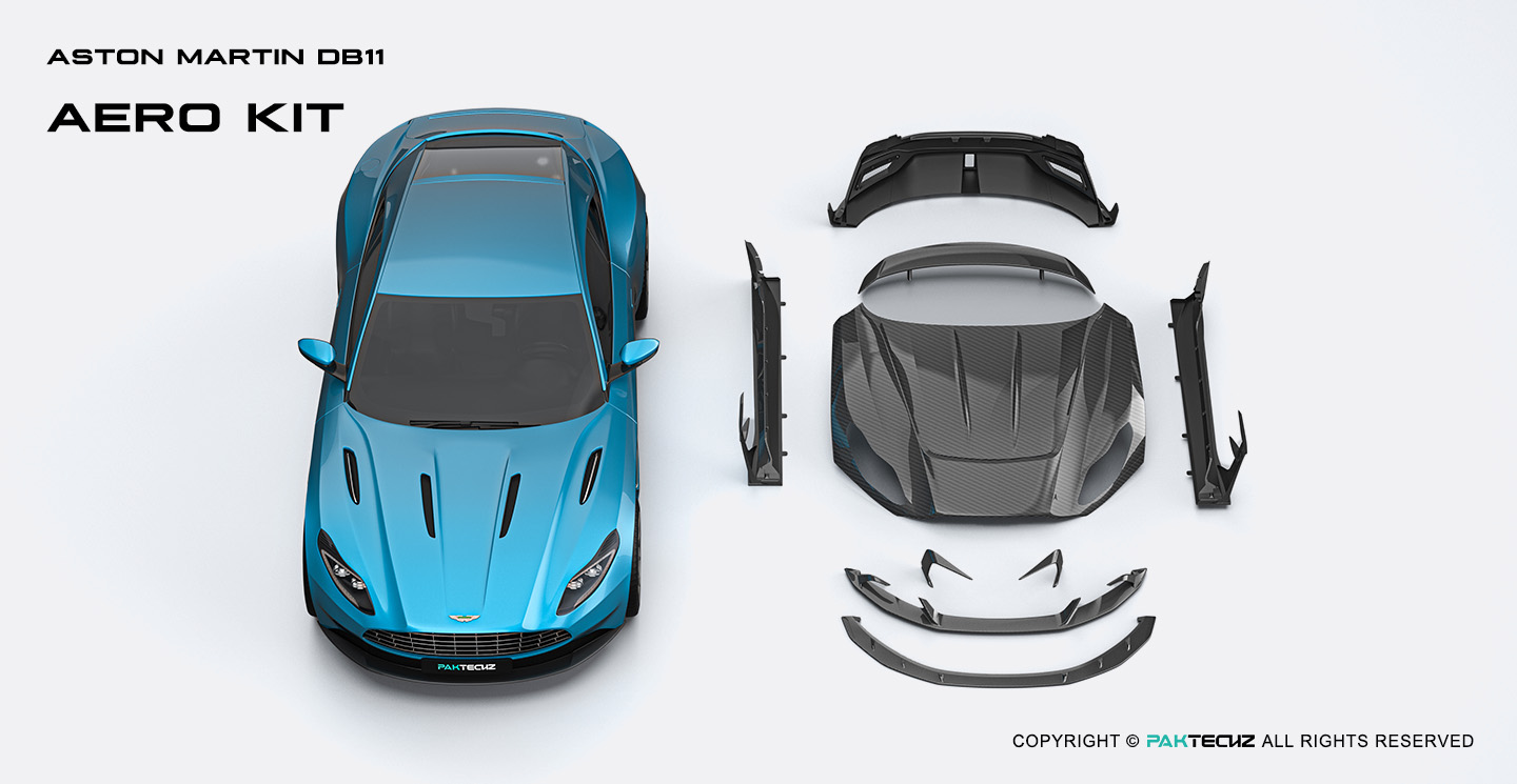 Aston Martin DB11 Paktechz Design Carbon Fiber Side Skirts Trim