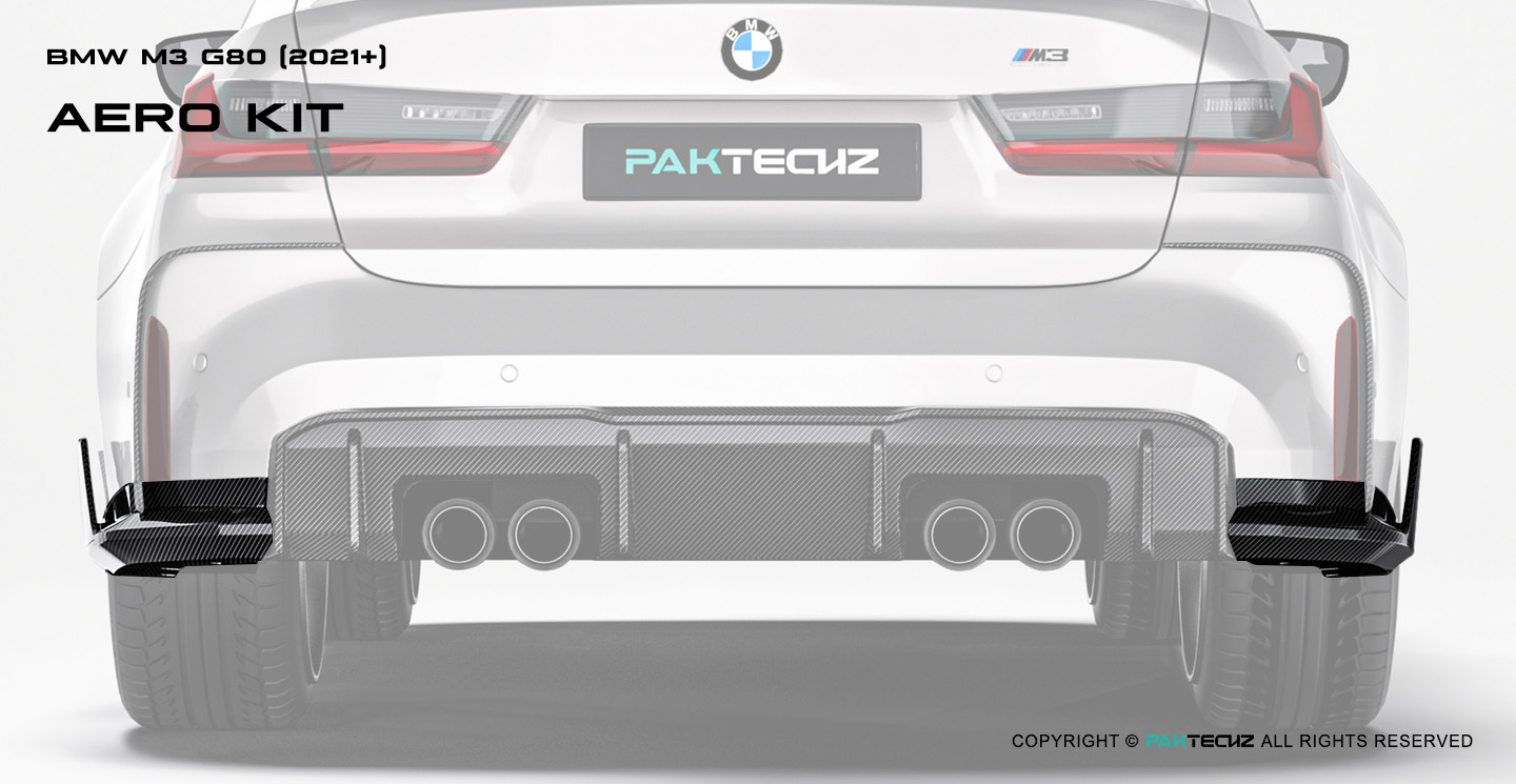 BMW M3 G80 Paktechz Carbon Fiber Rear Side Splitter