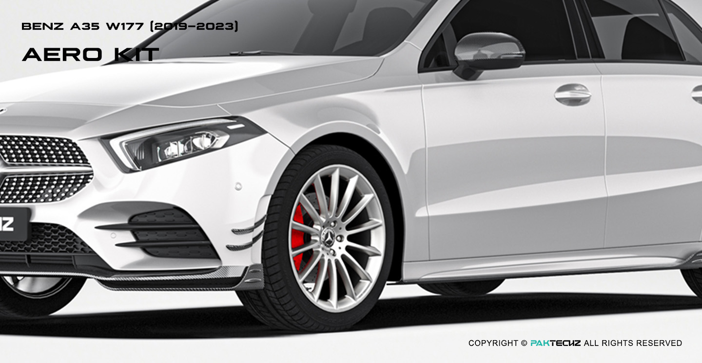 Mercedes Benz A35 W177 Carbon Fiber Front Corner Splitter