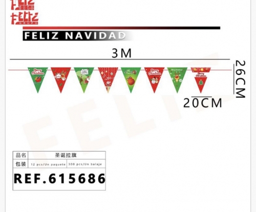 banderines navidad 3m-615686-xo-12und