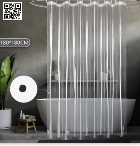 Cortina impermeable de plástico transparente para baño.
