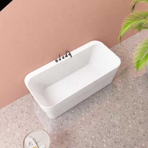 Back To Wall Freestanding Artificial Stone Bathtub TW-8608