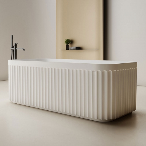 V-Groove Freestanding Fluted Solid Surface Bathtub TW-8112