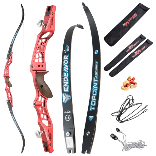 TOPOINT ARCHERY 62" Recurve bow Set Beginners,Youth&Kids,Young Teens Bow,CNC milling Unison 21 Risers and Endeavor 66"/16lbs ILF Limbs,Takedown Recurv