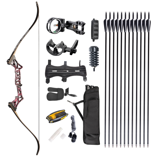 TOPOINT ARCHERY R3 Hunting Recurve Bow and Arrows for Adults,Takedown Recurve Bow Package,Ready to Shoot Archery Kit,40lbs,45lbs,50lbs / Black,Ghost,C