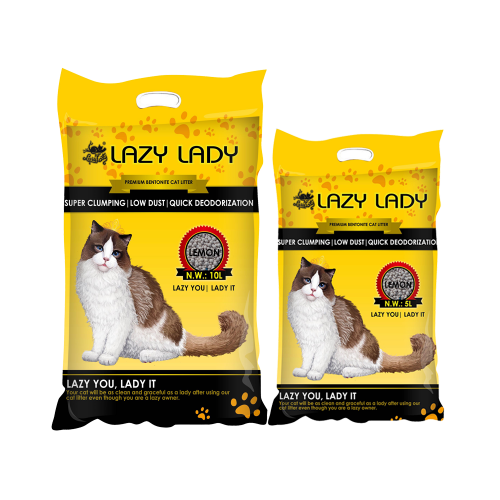 LAZY LADY-A Bentonite Cat Litter Lemon Scent Ball Shape 1-3.5mm Fast Clumping