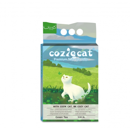 COZIE CAT-F Tofu Cat Litter Green Tea Scent 2mm Easy Clean Quick Absorption Flushable