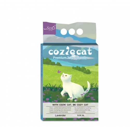 COZIE CAT-F Tofu Cat Litter Lavender Scent 2mm Easy Clean Quick Absorption Flushable