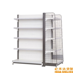 Hypermarket Gondola Shelving With Side Wire Mesh Panels