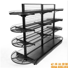 Hypermarket Gondola Shelving With Side Wire Mesh Panels